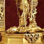 Pure Brass Superfine Handcrafted Goddess Kali Statue - 22" Golden Hues | Invoke Fierce Compassion | Bhadra Kali Divine Presence | Antique Gold Tone